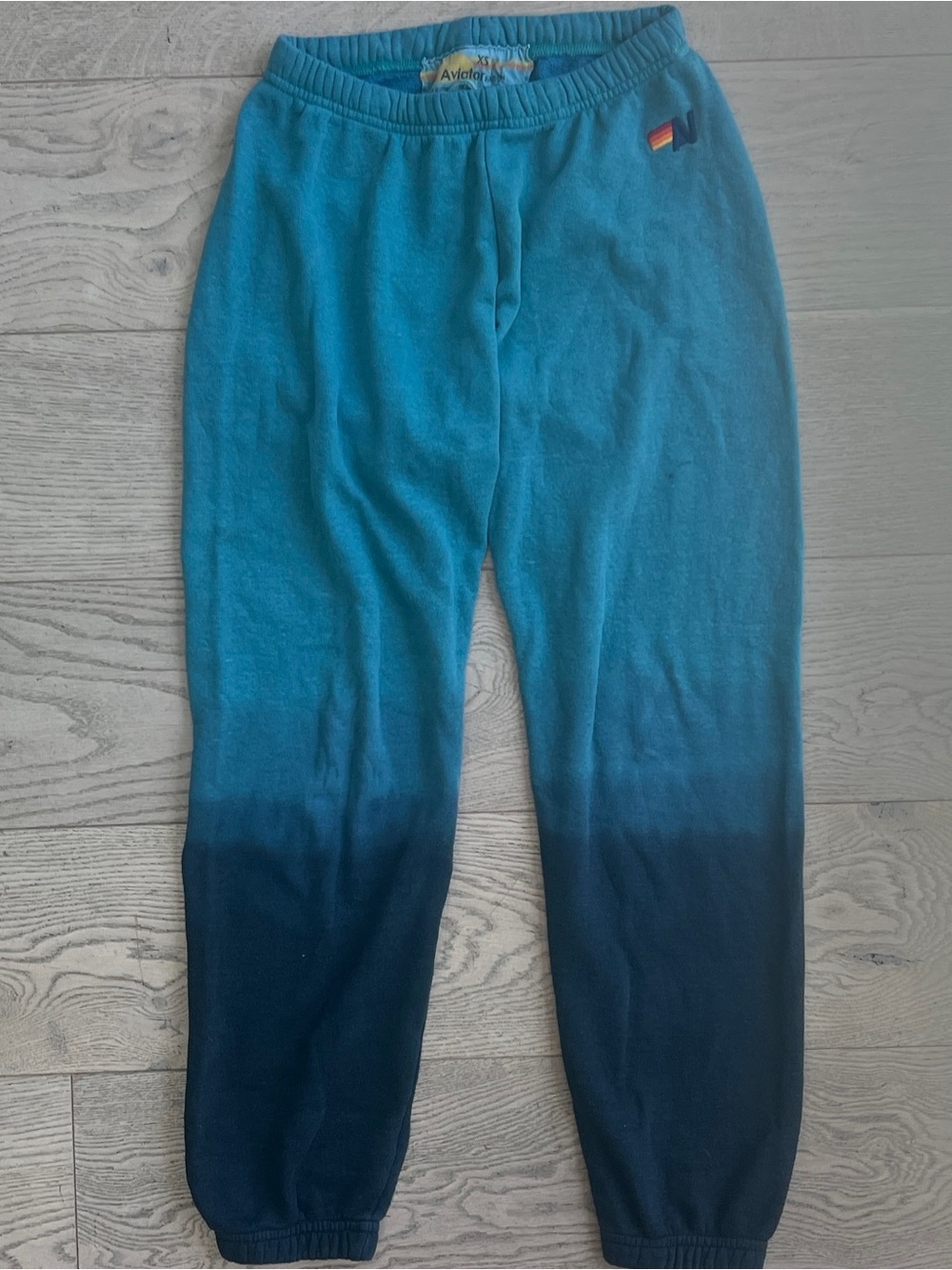 Aviator Nation Teal to Navy Ombré Sweatpants Women’s Size XS